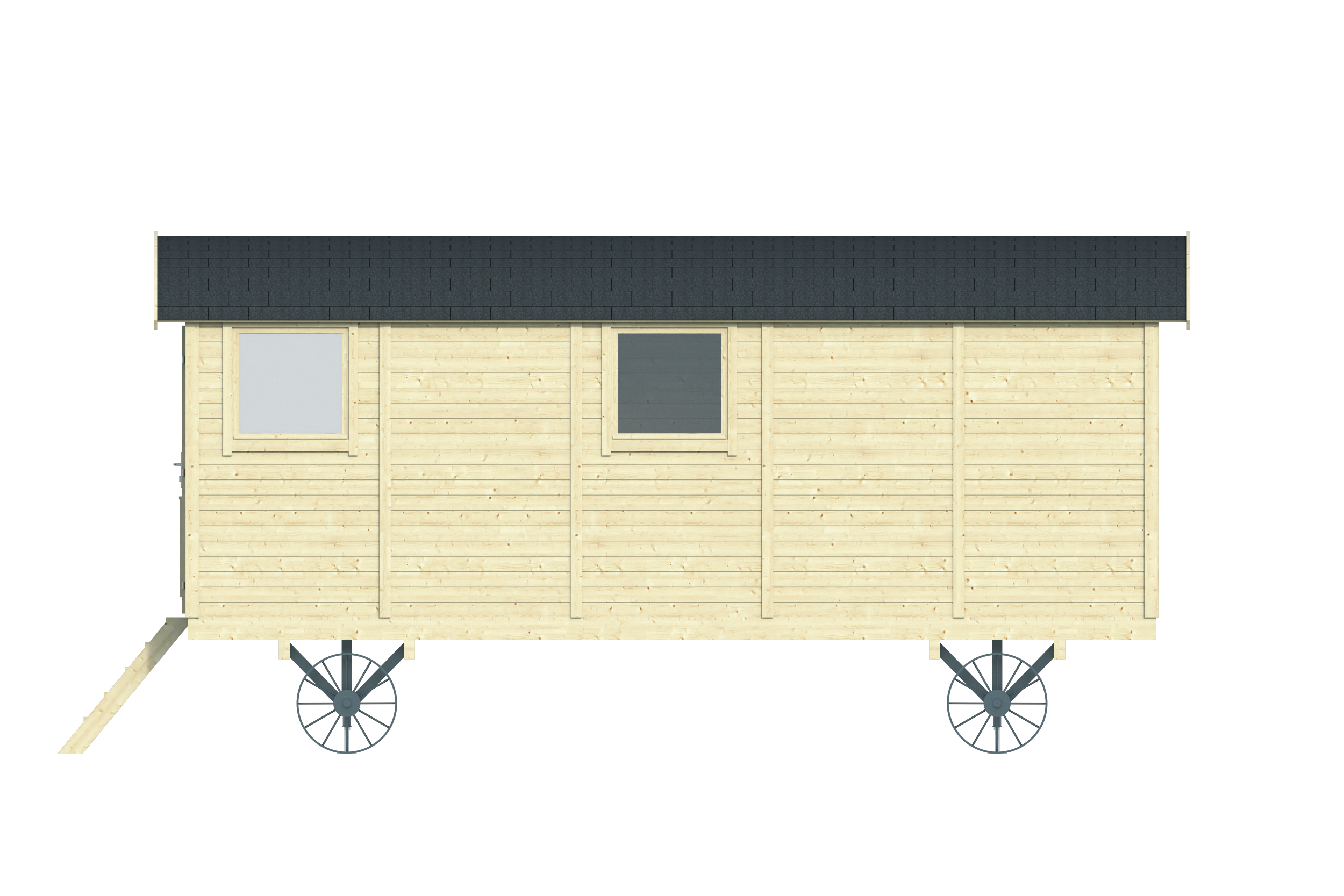 Circuswagen Angelo | 19mm | vuren onbehandeld | 600 x 240 cm | excl. onderstel