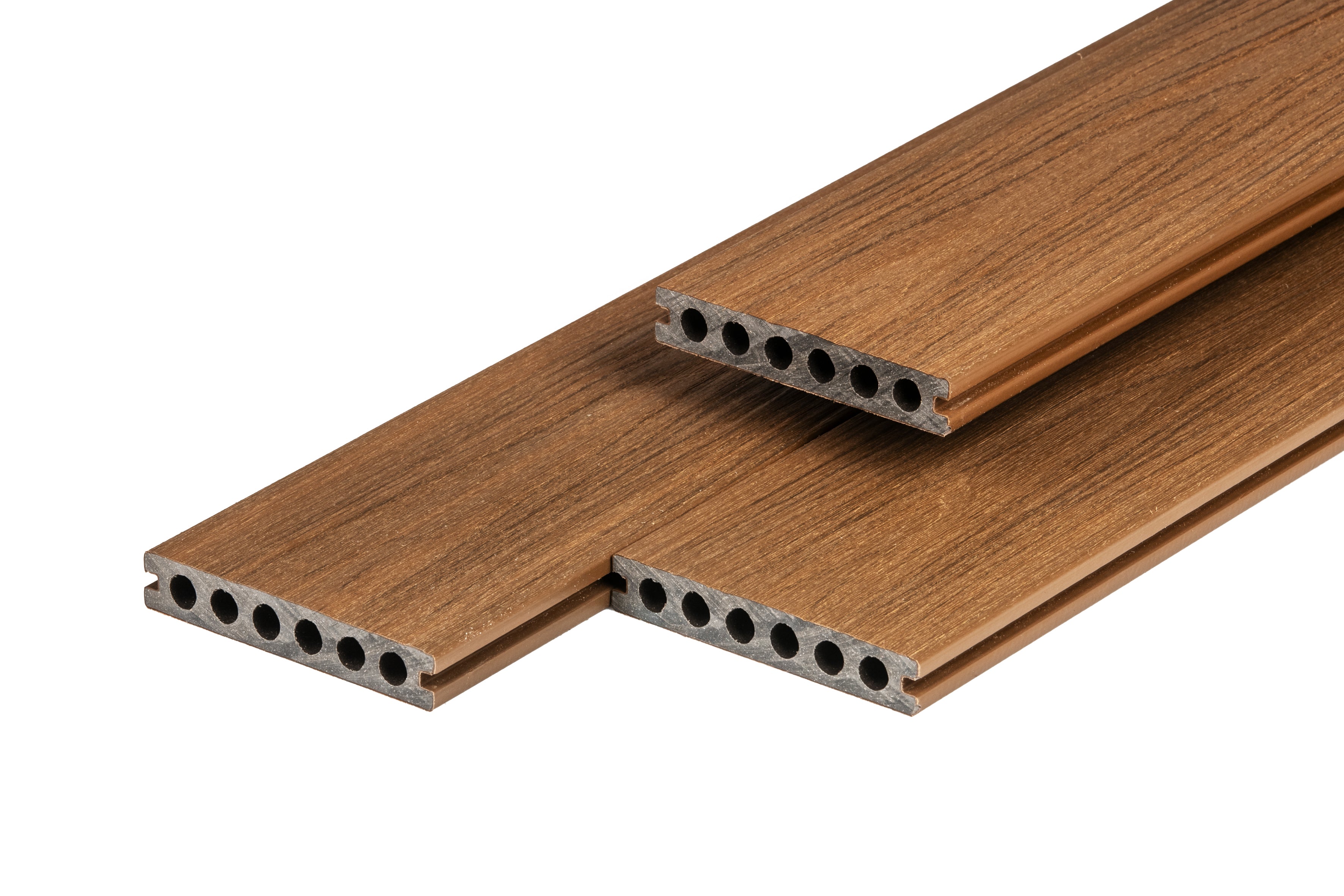 PuraShield composiet vlonderplank 2,3 x 13,8 x 500 cm, teak, semi-massief, fijne houtnerf, clip systeem