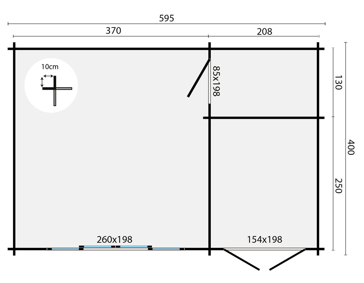 Blokhut - Tuinhuis Meg | 44 mm | bruin geïmpregneerd
