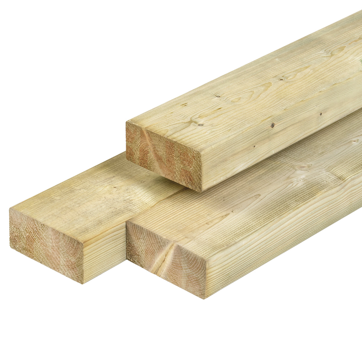 NE vuren regel 4,5 x 9,5 x 420 cm, gedroogd, groen geïmpregneerd, geschaafd, 4 ronde hoeken