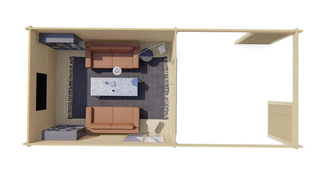 Blokhut - Tuinhuis Casper | 58 mm | vuren bruin geïmpregneerd