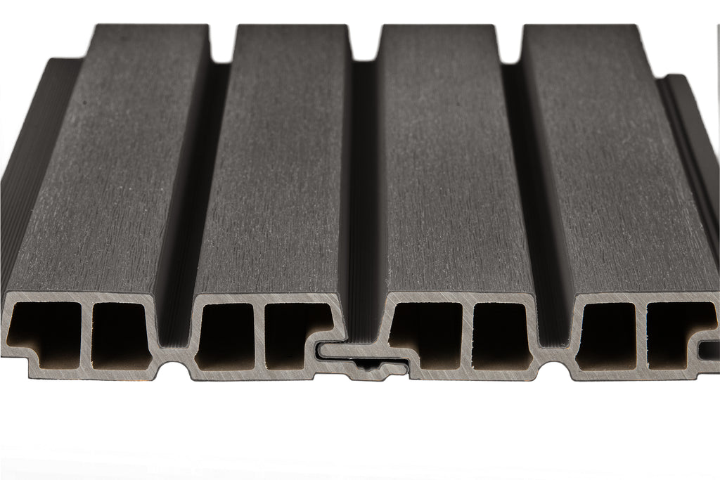 PuraTech 55 composiet dubbel profiel 3,3 x 17,0 x 390 cm, dark grey, fijne houtnerf