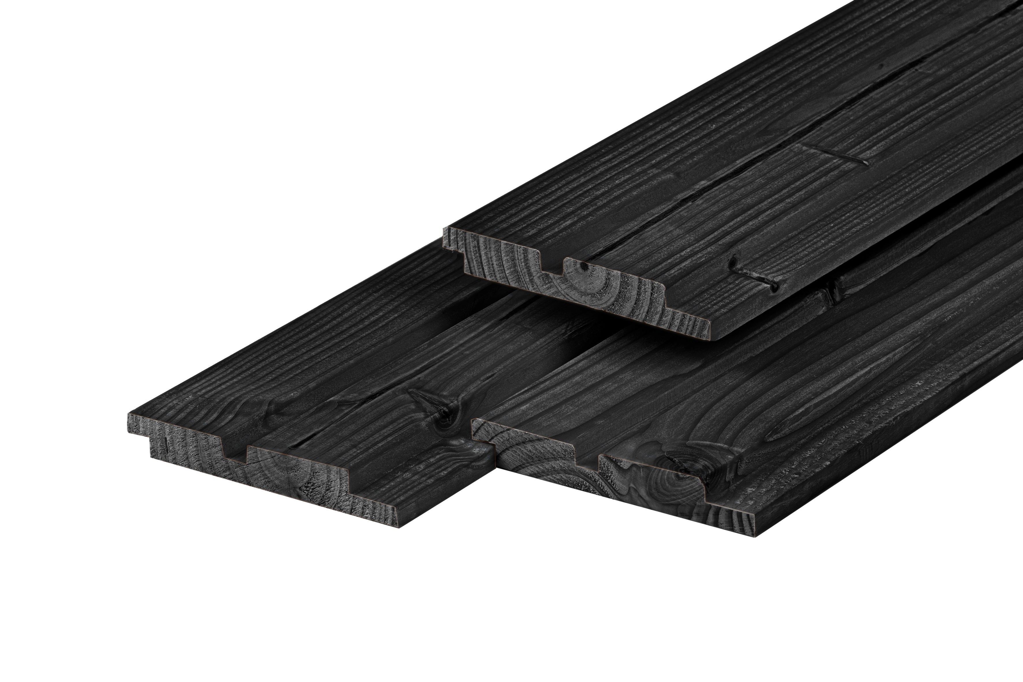 Douglas dubbel profiel 1,9 x 13,0 x 400 cm, gedroogd, zwart gespoten