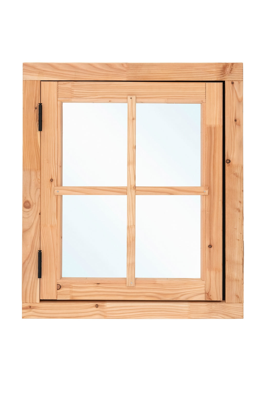 Douglas draairaam buitenmaat B90 x H105 cm onbehandeld, 4-ruits, linksdraaiend, afsluitbaar met raamkruk