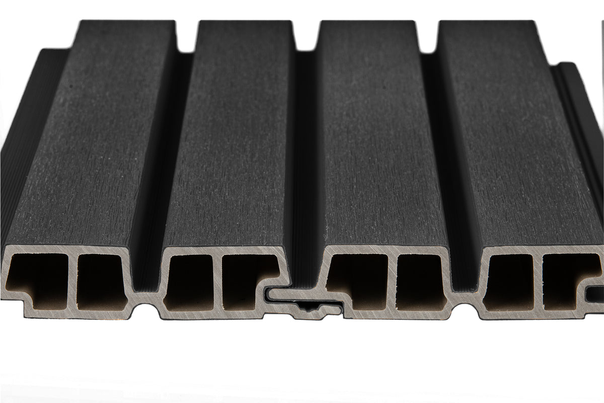 PuraTech 55 composiet dubbel profiel 3,3 x 17,0 x 290 cm, ebony black, fijne houtnerf