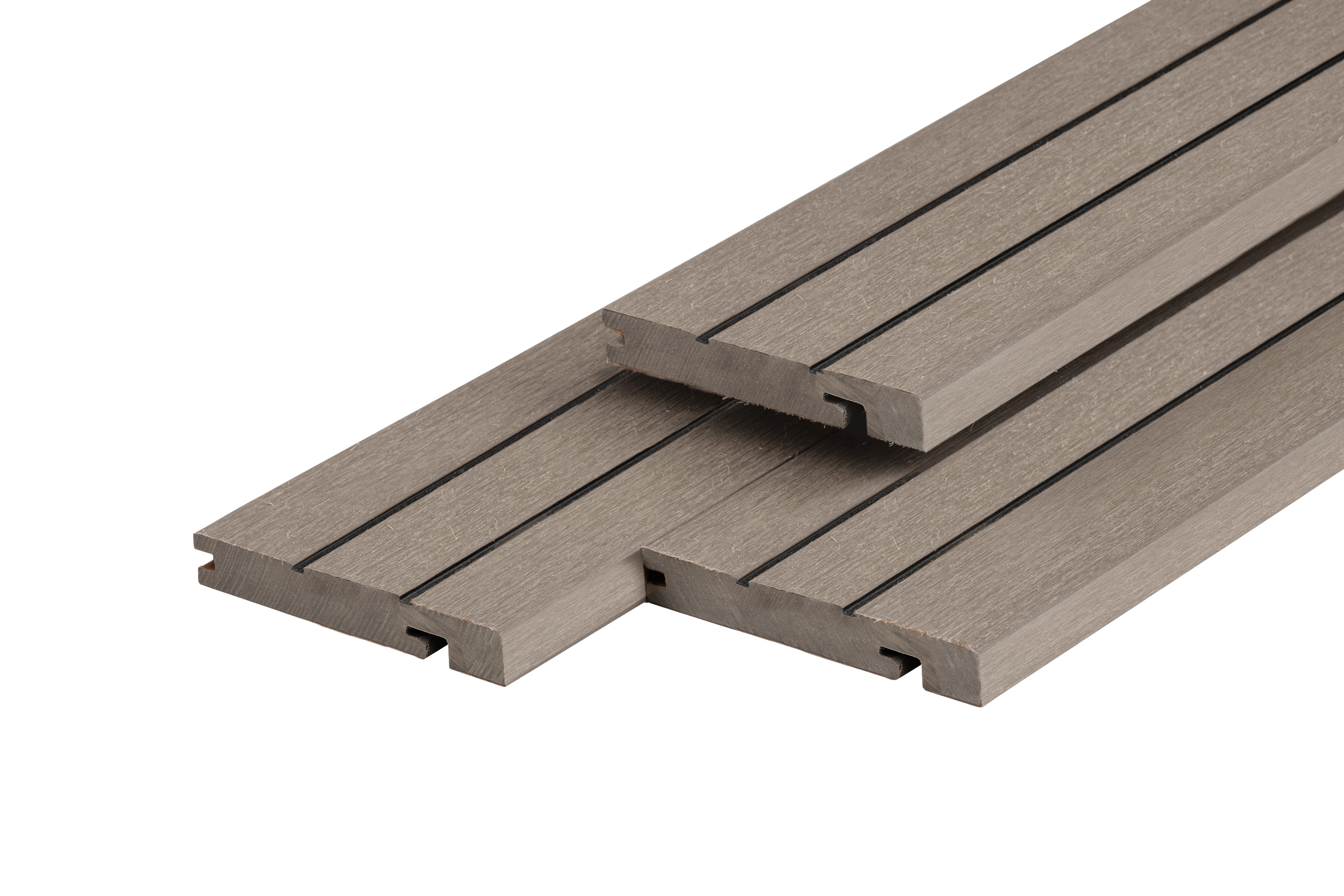 PuraDock composiet eindprofiel 2,2 x 14,6 x 290 cm, light grey, massief, 1 zijde 1 groef, 1 zijde 2 groeven, clip systeem