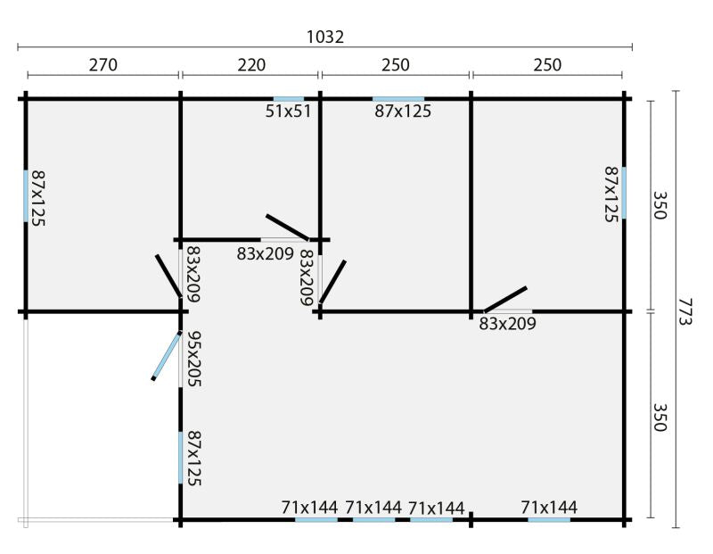 Blokhut - Tuinhuis Formigal | 70 mm | onbehandeld
