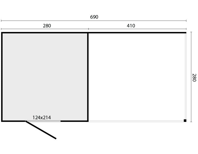 KubeLine + luifel 280 x 687 cm, onbehandeld