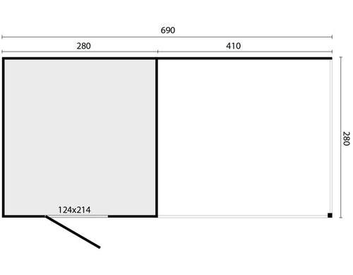 KubeLine + luifel 280 x 687 cm, onbehandeld