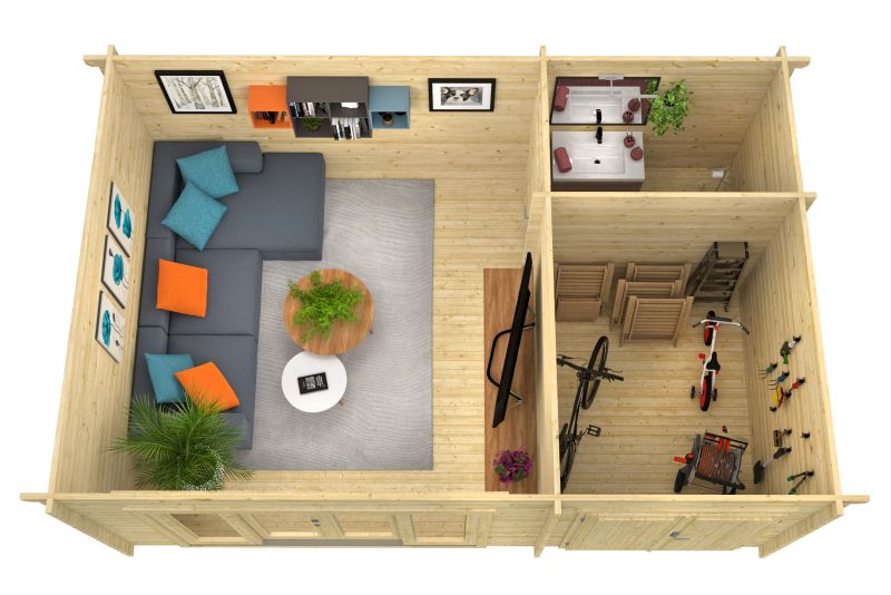 Blokhut - Tuinhuis Meg | 44 mm | bruin geïmpregneerd