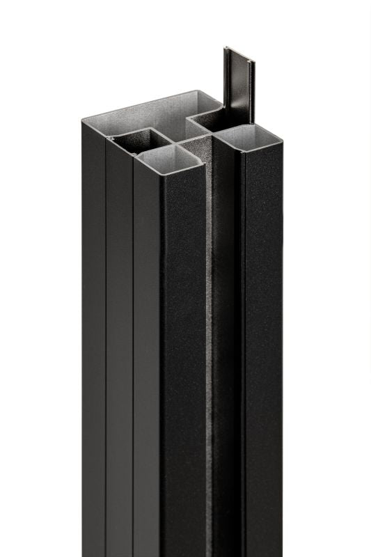 PuraFence aluminium paal incl. paalkap en paalhouder 7,5 x 7,5 x 192 cm, zwart
