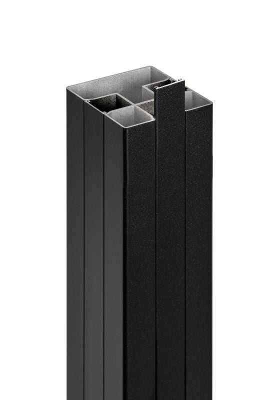 PuraFence aluminium paal incl. paalkap en paalhouder 7,5 x 7,5 x 192 cm, zwart