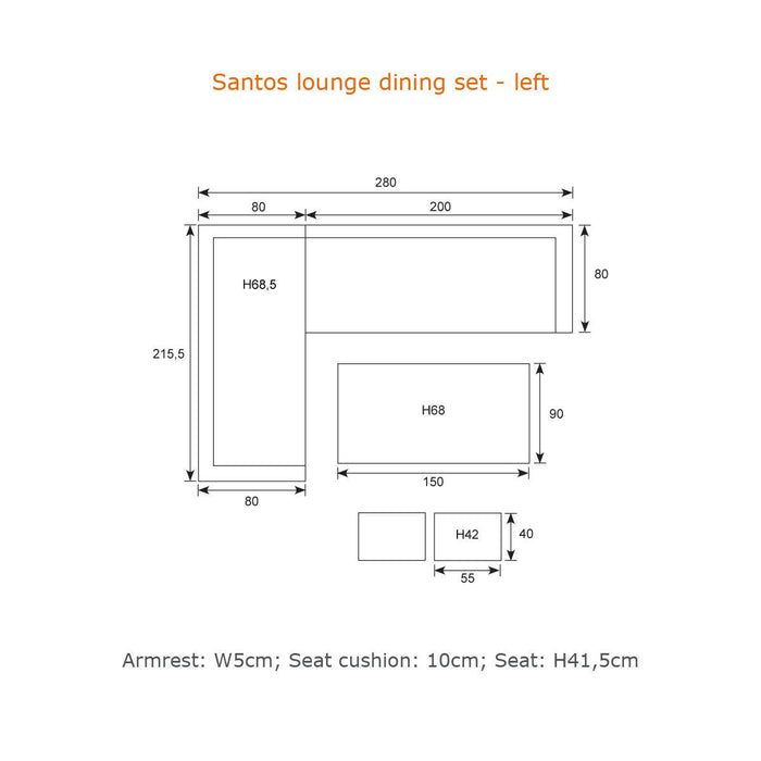 Garden Impressions Santos 5 delig links + stoel