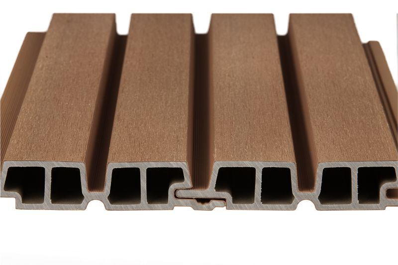 PuraTech 55 composiet dubbel profiel 3,3 x 17,0 x 290 cm, teak, fijne houtnerf