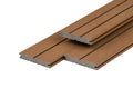 PuraDock composiet vlonderplank 2,2 x 14,6 x 390 cm, teak, massief, 1 zijde 1 groef, 1 zijde 2 groeven, fijne houtnerf, clip systeem