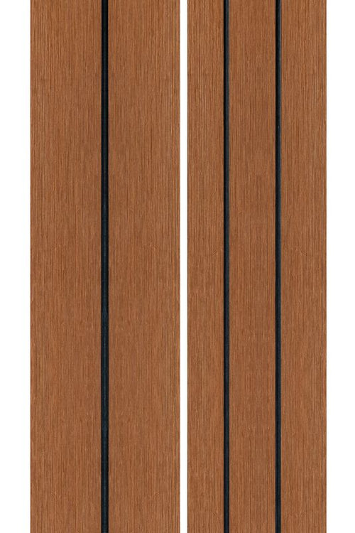PuraDock composiet vlonderplank 2,2 x 14,6 x 390 cm, teak, massief, 1 zijde 1 groef, 1 zijde 2 groeven, fijne houtnerf, clip systeem